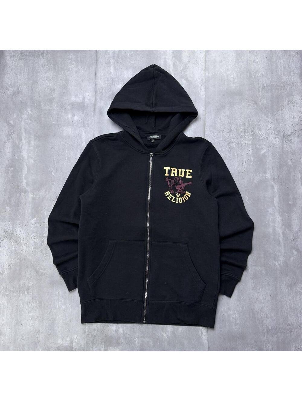 Y2K Black True Religion Grunge Skater Zip Up Hoodie